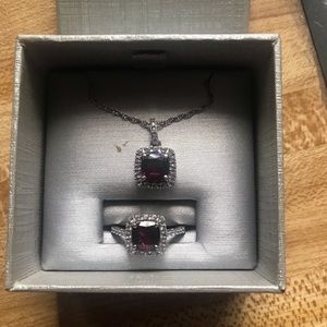 Zale garnet ring and necklace set